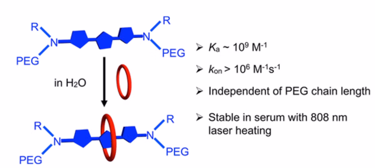 TOC Graphic for High affinity macrocycle threading by a near-infrared croconaine dye with flanking polymer chains